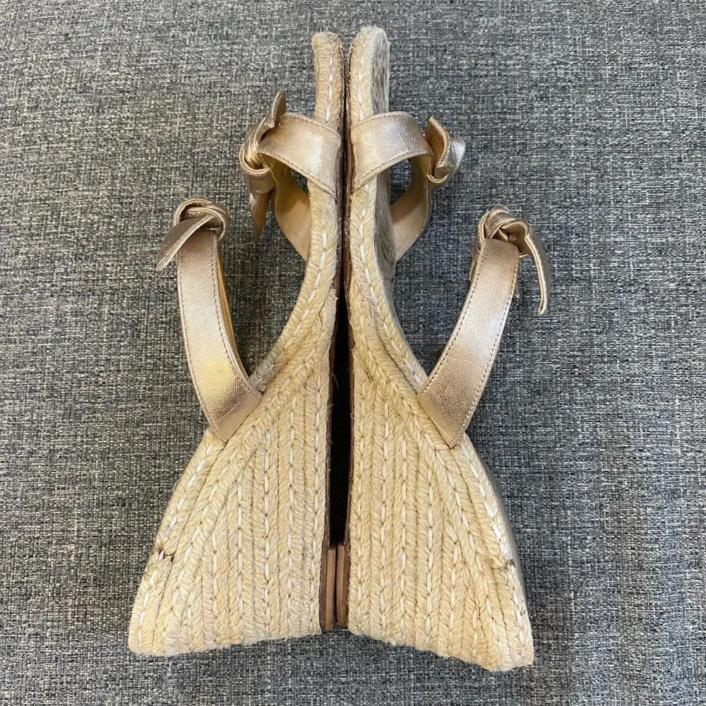 Alexandre Birman Clarita Demi Espadrille Wedge Sandals in Gold Size 38.5